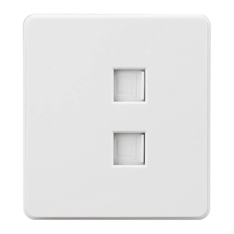 Изображение товара KRANZ ROUND Розетка компьютерная двойная RJ45+RJ45 кат6 с/у перламутр , с 1-пост. рамкой