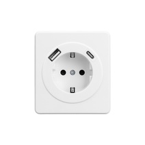 Изображение товара KRANZ ROUND Розетка 1-ая с/з с/у з/ш 16А с USB A+C быстрой зарядки 5В/3А перламутр, с 1-пост. рамкой