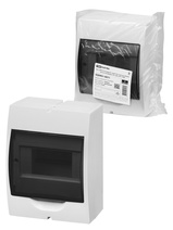 Изображение товара Щит ЩРН-П-6 модулей, навесной, пластик, белый, дымчатая дверца, без шин, IP41 TDM