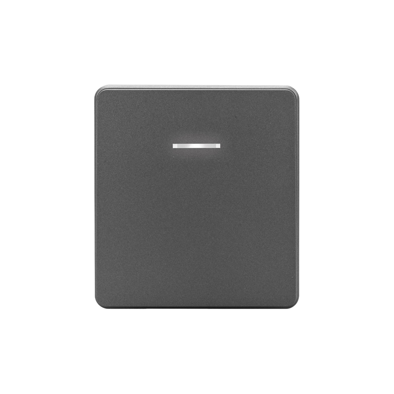 Изображение товара KRANZ ROUND Выключатель 1 кл проходной (переключатель) с подсветкой 10А с/у титан, с 1-пост. рамкой