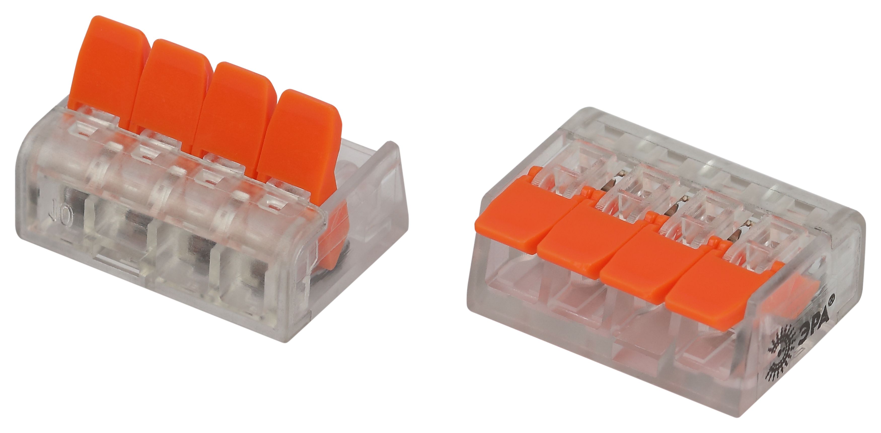 Изображение товара ЭРА Клемма NO-225-351 универсальная 221-414 компактная с рычагами 4-проводная 0.2-4 мм2 упаковка 20 шт