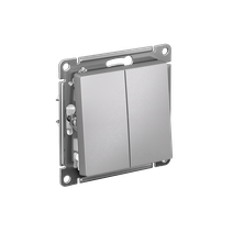 Изображение товара Systeme Electric AtlasDesign Алюминий Выключатель 2-клавишный, сх.5, 10АХ, мех., быстрозажим. клем.
