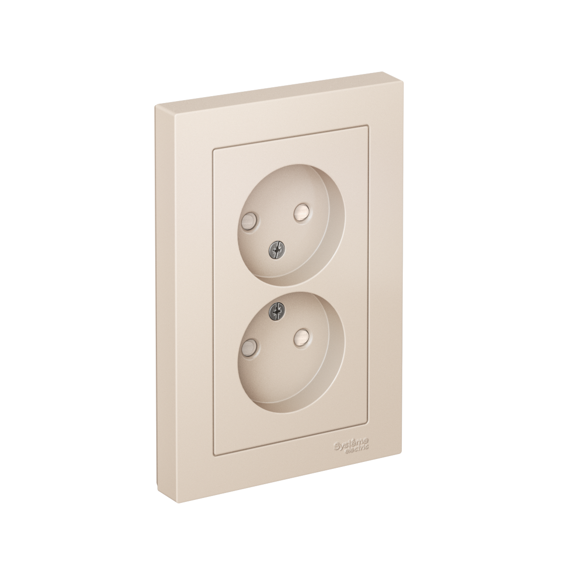 Изображение товара Systeme Electric AtlasDesign Беж Розетка б/з двойная, со шторками,16А, в сборе