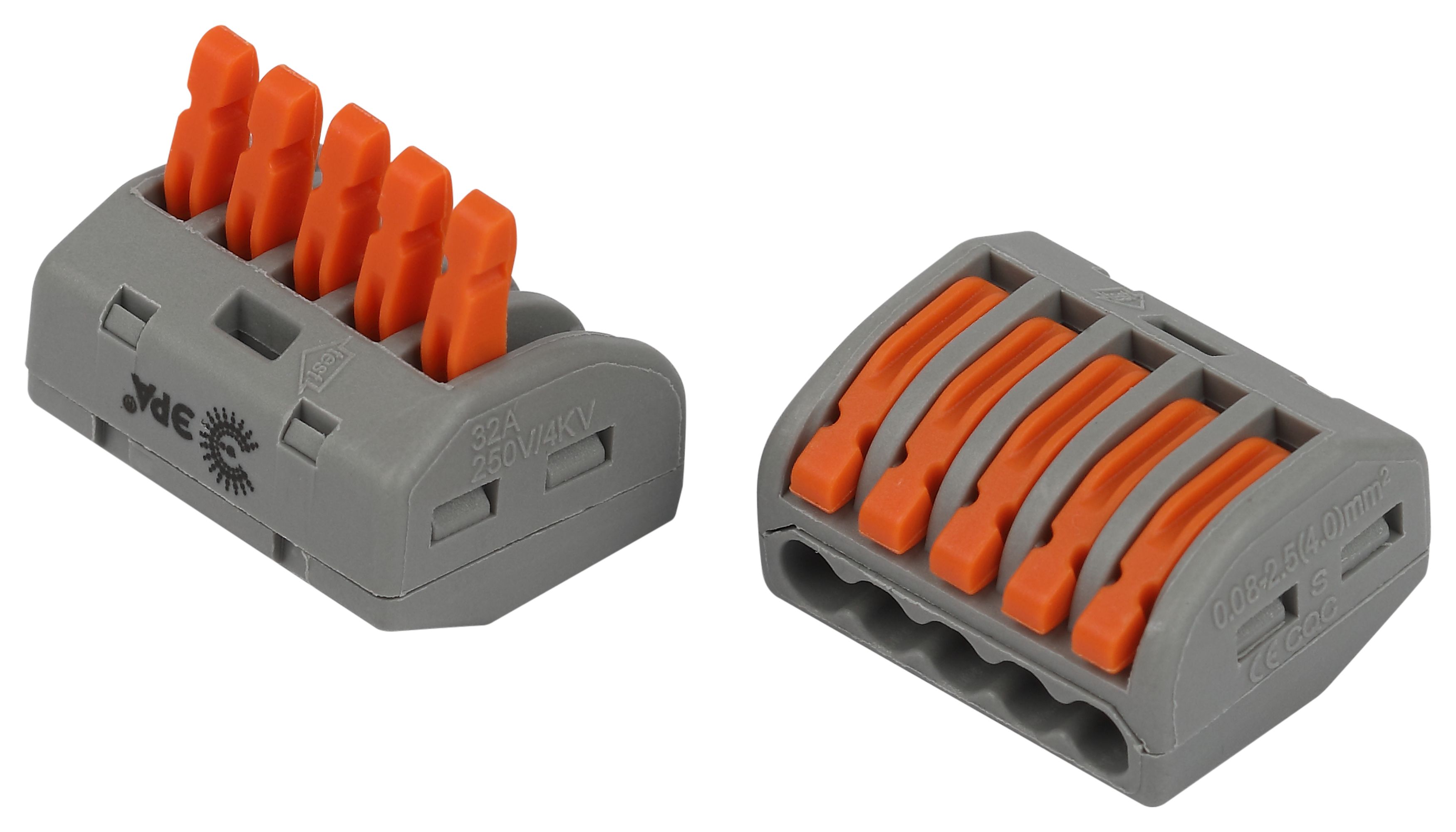 Изображение товара ЭРА Клемма NO-225-385 универсальная 222-415 с рычагами 5-проводная 0.08-2.5/4 мм2 упаковка 20 шт