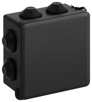 Изображение товара ЭРА Распаячная коробка KOR-100-100-55-7gv-MP-B черная 100х100х55мм с гермовводами 7 входов прямой монтаж IP55