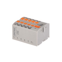 Изображение товара DKC Nuputuk Блок распределительный, зажим push-in, 1 ввод 6 кв.мм, 10 точек подключения 2,5 кв.мм, серый