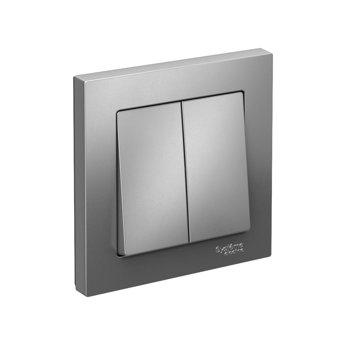 Изображение товара Systeme Electric AtlasDesign Сталь Выключатель 2-клавишный, сх.5, 10АХ, в сборе, быстрозажим. клем.