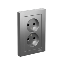 Изображение товара Systeme Electric AtlasDesign Сталь Розетка б/з двойная, 16А, в сборе