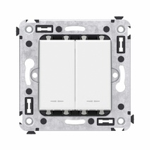 Изображение товара DKC Avanti Переключатель двухклавишный в стену, "Белое облако"