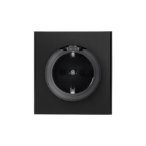 Изображение товара KRANZ STRONG Розетка 1-ая с/з с/у, со шторками и крышкой 16А антрацит, с 1-пост. рамкой