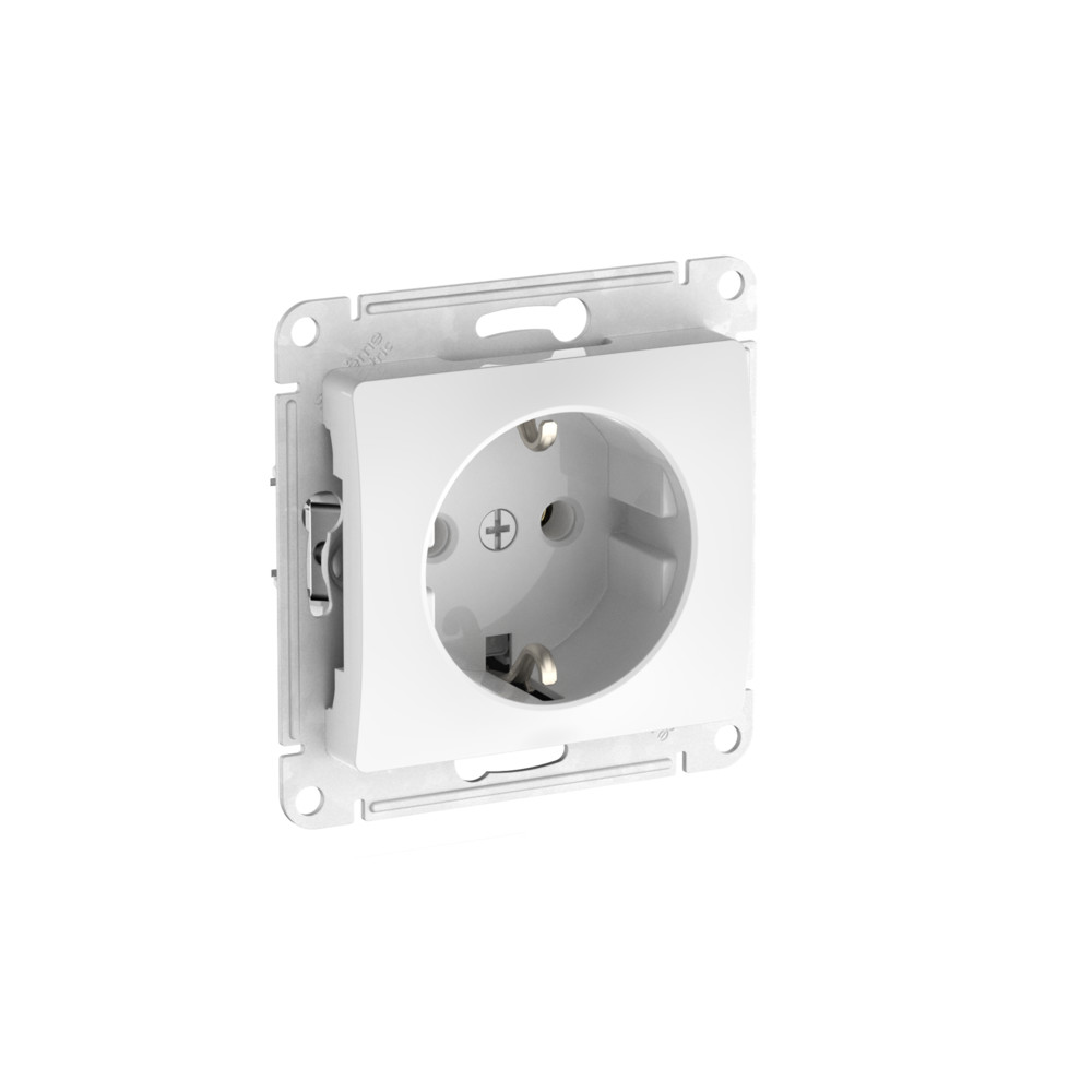 Изображение товара Systeme Electric Glossa Белый Розетка с заземлением, 16А, мех., быстрозажим. клем.