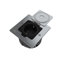 Изображение товара Systeme Elecrtic MultiDesk Серебро Лючок с розеткой 2К+З, 16А/250В, IP44 с монтажной коробкой для стены, фальшпола, стола, тип MDK21