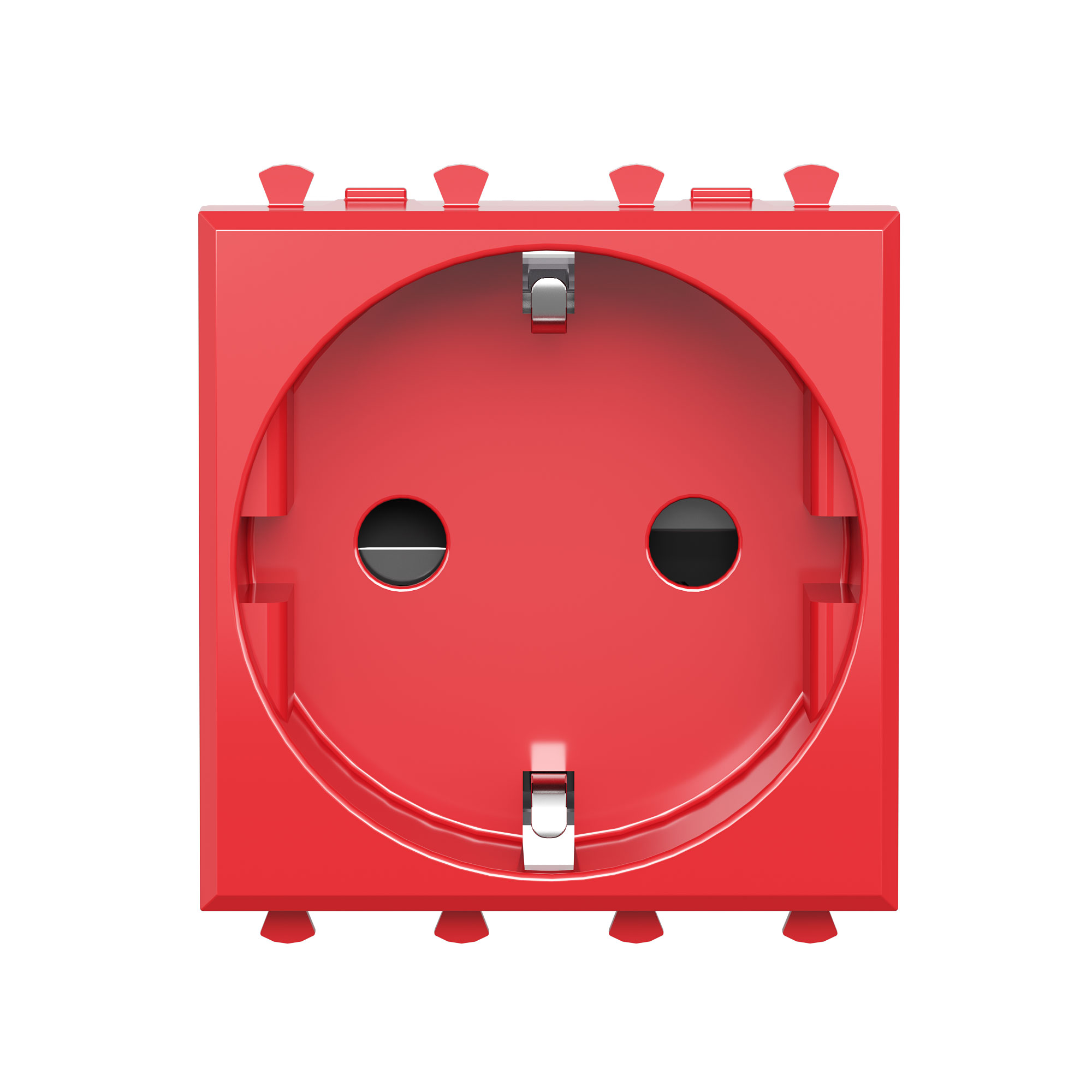 Изображение товара DKC Avanti Розетка модульная, 2P+E, с з/ш, "Красный квадрат", 2 модуля