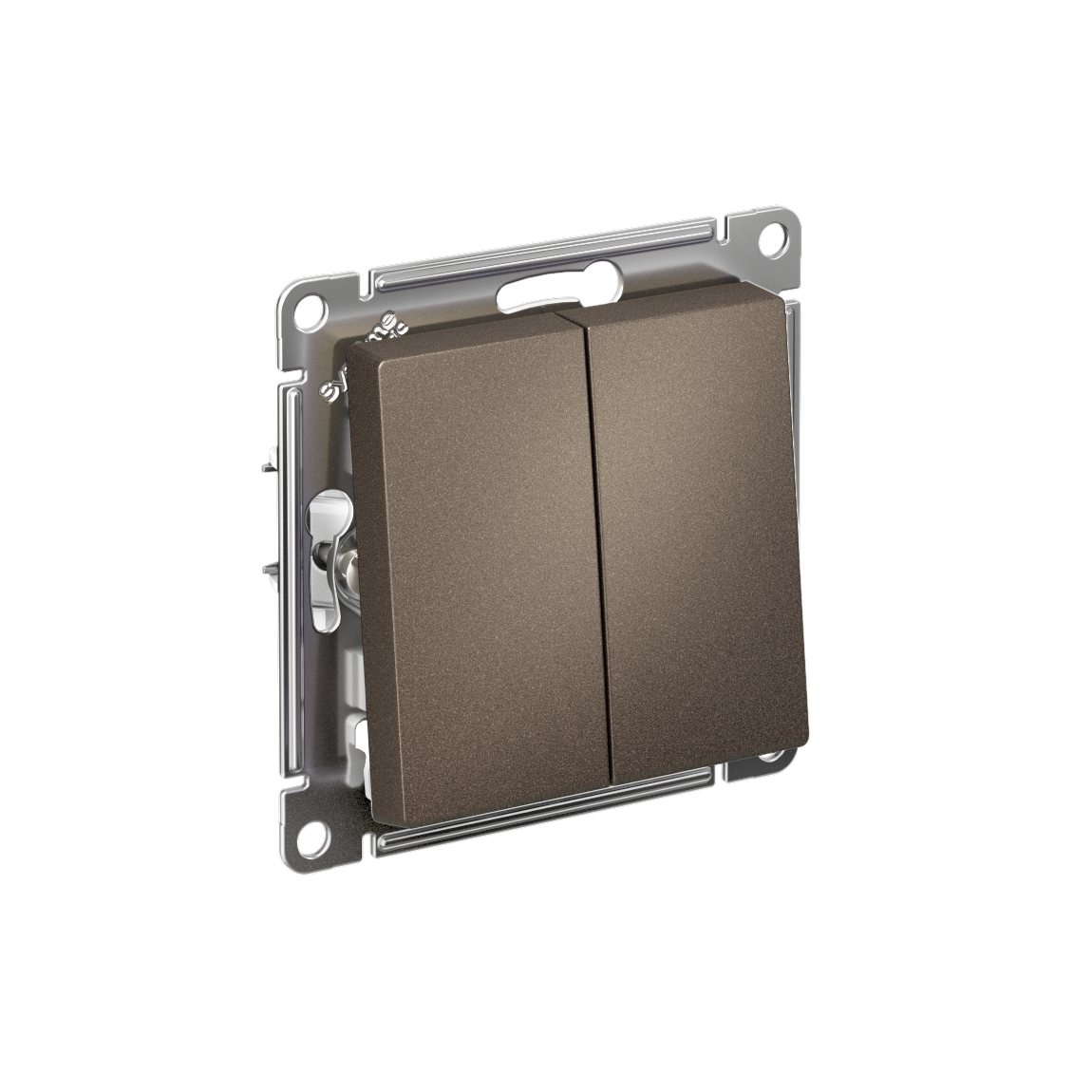 Изображение товара Systeme Electric AtlasDesign Мокко Выключатель 2-клавишный, сх.5, 10АХ, мех., быстрозажим. клем.