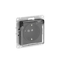 Изображение товара Systeme Electric AtlasDesign Aqua Карбон Розетка с зазем. со шт. с прозрач. крыш, 16А, IP44, мех., быстрозажим. клем.