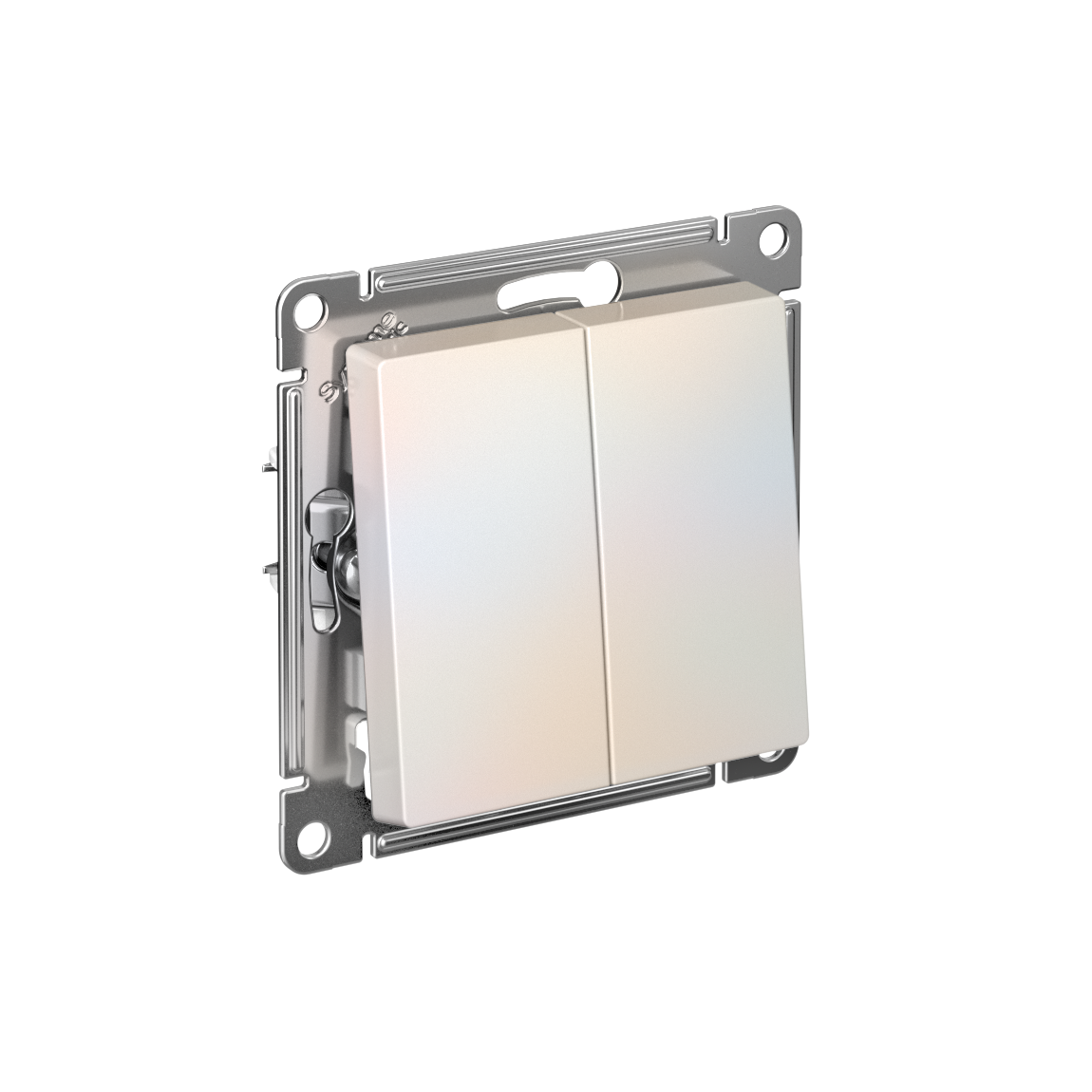 Изображение товара Systeme Electric AtlasDesign Жемчуг Переключатель 2-клавишный, сх.6/2, 10АХ, мех., быстрозажим. клем.