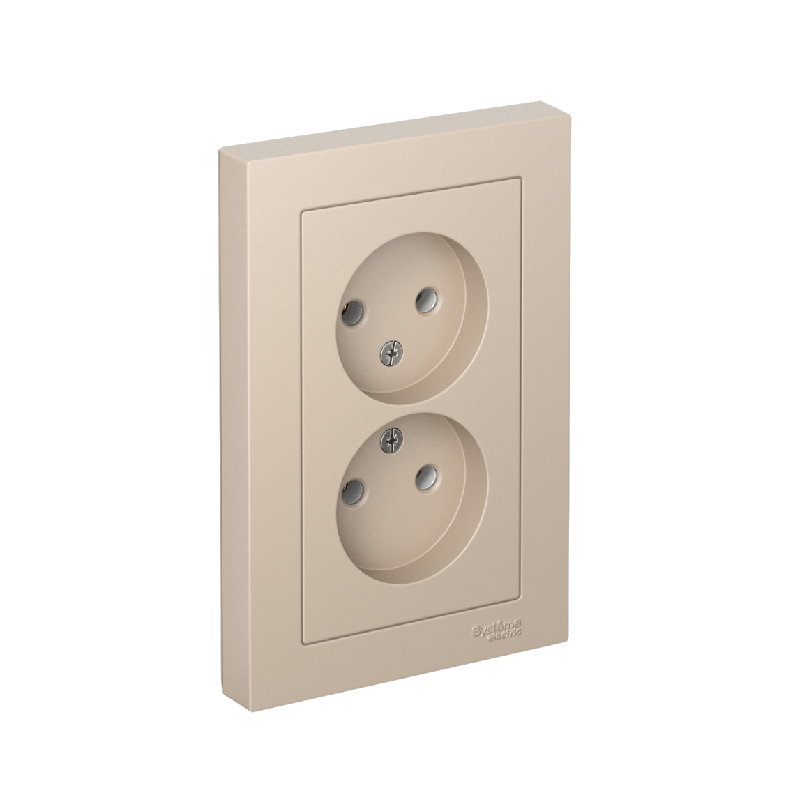Изображение товара Systeme Electric AtlasDesign Песочный Розетка двойная б/з,16А, в сборе