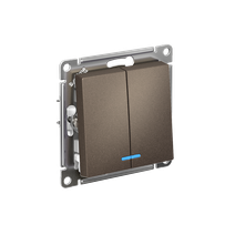 Изображение товара Systeme Electric AtlasDesign Мокко Выключатель 2-клавишный с подсвет.,сх.5а, 10АХ, мех., быстрозажим. клем.