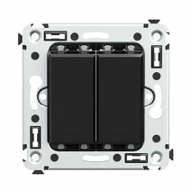 Изображение товара DKC Avanti Инвертор двухклавишный в стену, "Черный квадрат"