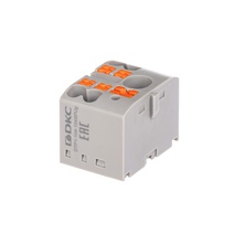 Изображение товара DKC Nuputuk Блок распределительный, зажим push-in, 1 ввод 6 кв.мм, 4 точки подключения 2,5 кв.мм, серый