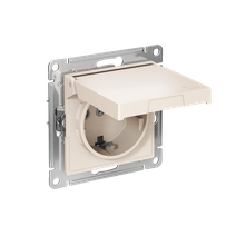 Изображение товара Systeme Electric AtlasDesign Бежевый Розетка с заземл. со шторк. с крышкой, 16А,IP20,мех., быстрозажим. клем.