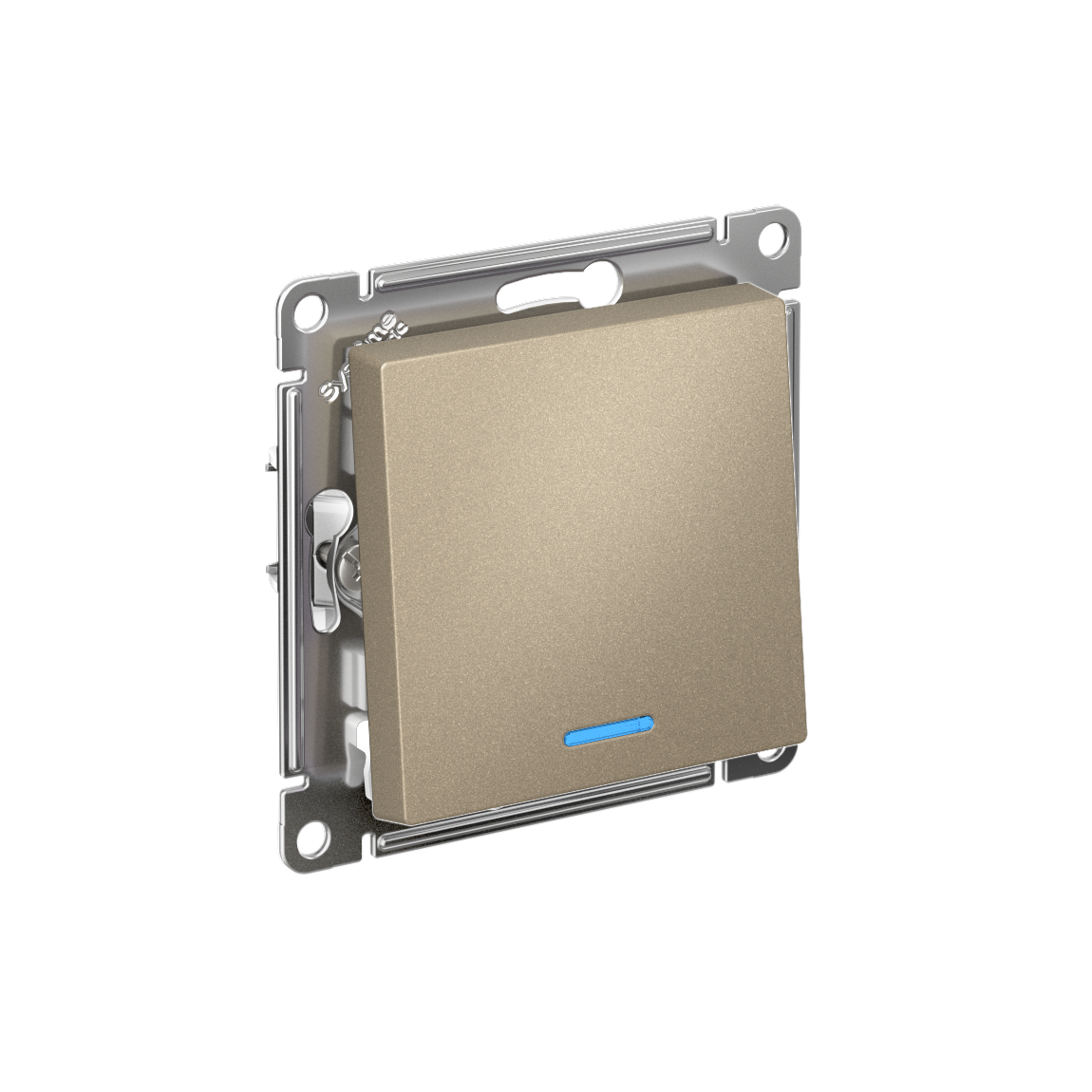 Изображение товара Systeme Electric AtlasDesign Шампань Переключатель 1-кл с подсветкой, сх.6а, 10АХ, мех., быстрозажим. клем.