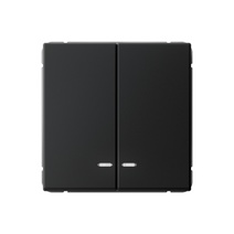 Изображение товара Systeme Electric ArtGallery Карбон Выключатель 2-клавишный с подсветкой, сх.5а, 10АХ, механизм, быстрозажим. клем.