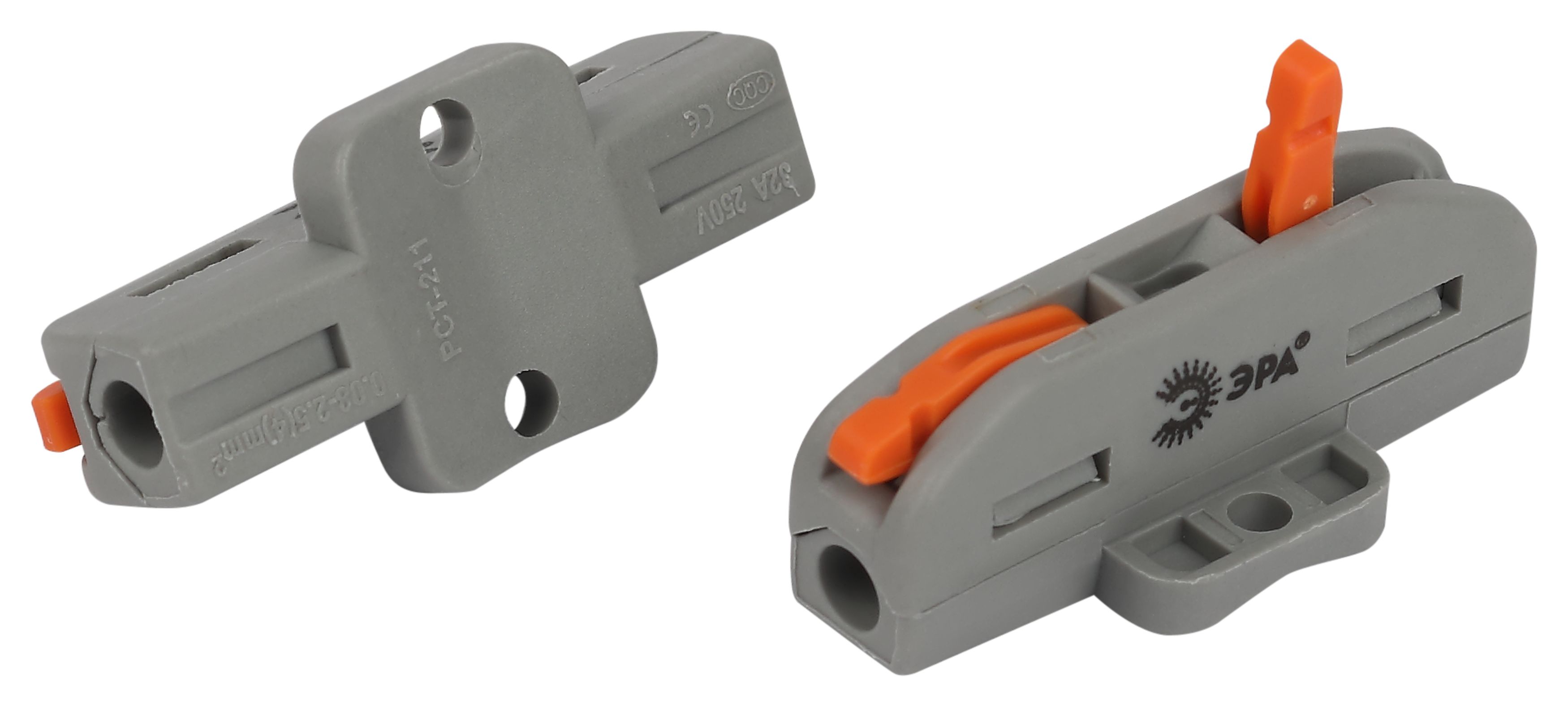 Изображение товара ЭРА Клемма NO-225-397 проходная с монтажной площадкой 222-2411Р с рычагами 1 полюс 0.08-2.5/4 мм2 упаковка 20 шт