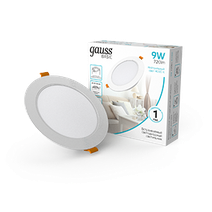 Изображение товара Светильник Gauss Basic Downlight круг 9W 720lm 4000K 170-260V IP20 120*26 белый LED 1/100