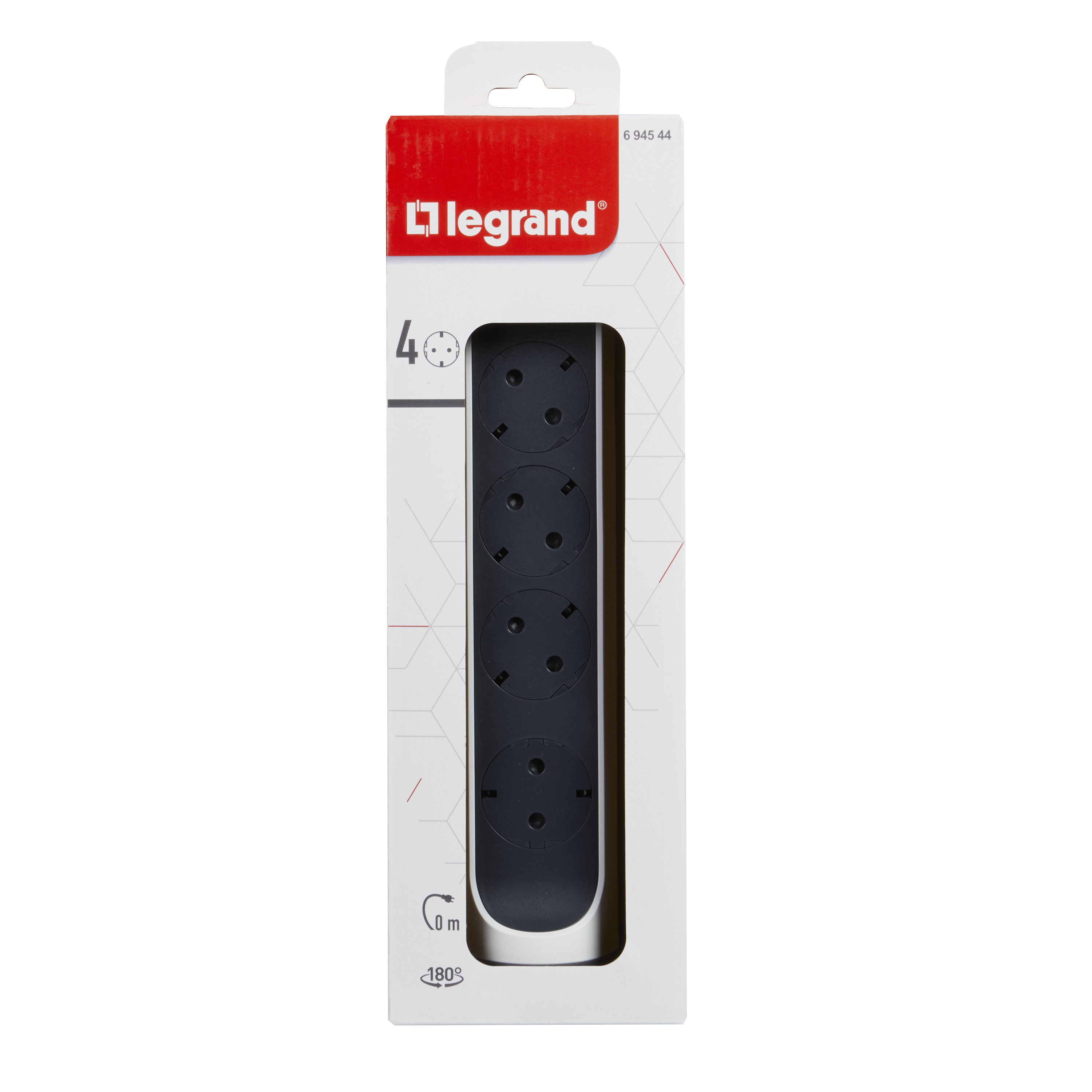 Legrand Revolution Комфорт Бело-черный Удлинитель 4x2К+З с выкл., без ...