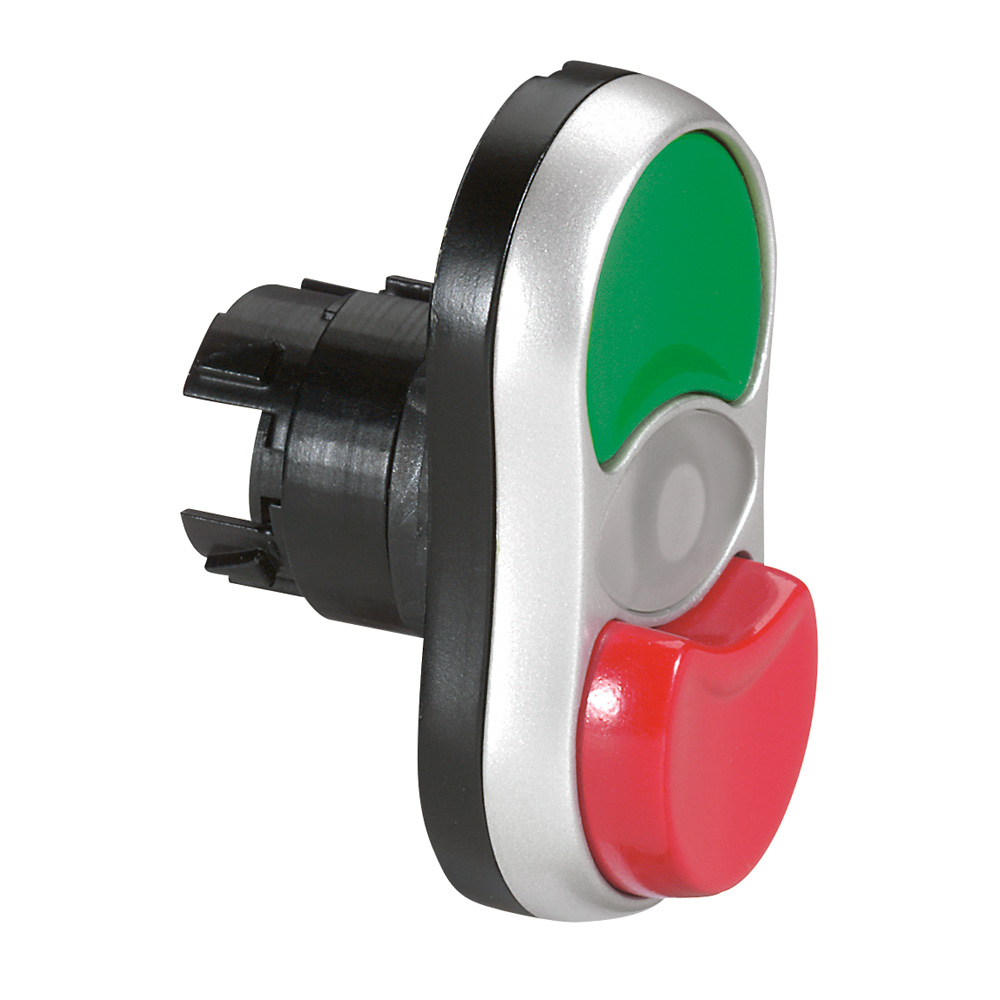 Legrand Osmoz Головка с двойными кнопками ∅ 22,3 с подсветкой потайной/выступающий толкатель зеленый/красный IP 67