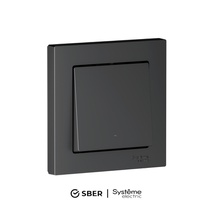 Изображение товара SBER Systeme Electric AtlasDesign Smart Карбон Выключатель 1-кл с подсв., Zigbee, сх.1, L+N, 10А, мех., модель SBDV-00196