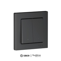 Изображение товара SBER Systeme Electric AtlasDesign Smart Карбон Выключатель 2-кл с подсв., Zigbee, сх.5, L+N, 10А, мех.,  модель SBDV-00199