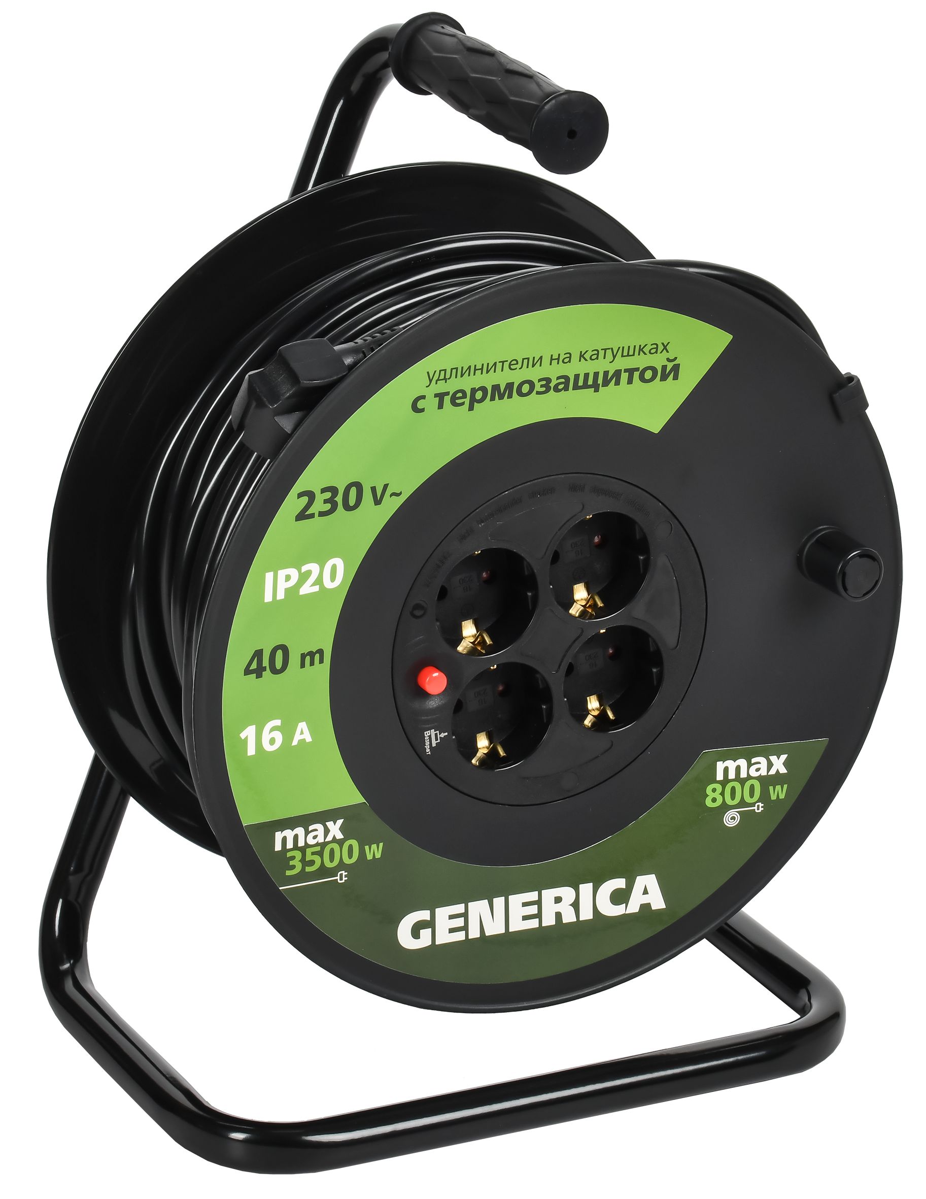 Изображение товара IEK GENERICA Катушка УК40 с т/з 4 места 2P+PE/40м 3х1,5мм2