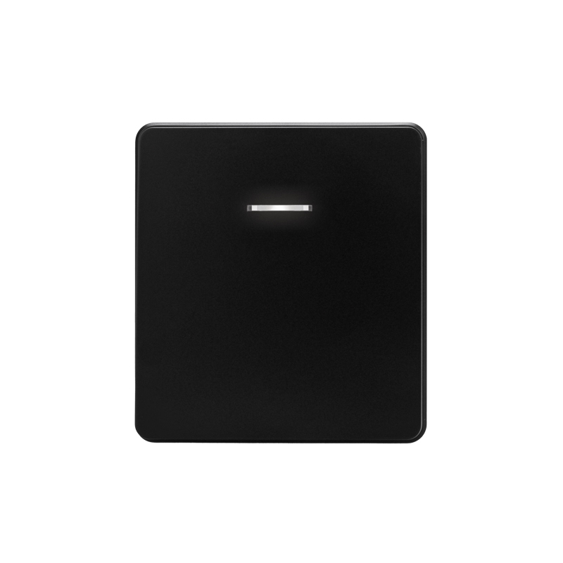 Изображение товара KRANZ ROUND Выключатель 1 кл проходной (переключатель) с подсветкой 10А с/у оникс, с 1-пост. рамкой