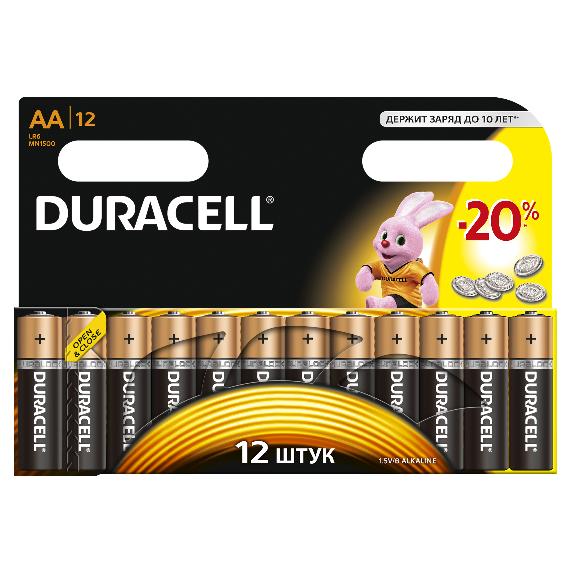 Duracell 81545412 Алкалиновая батарейка типа AA / LR6 / MN 1500" LR6 ...
