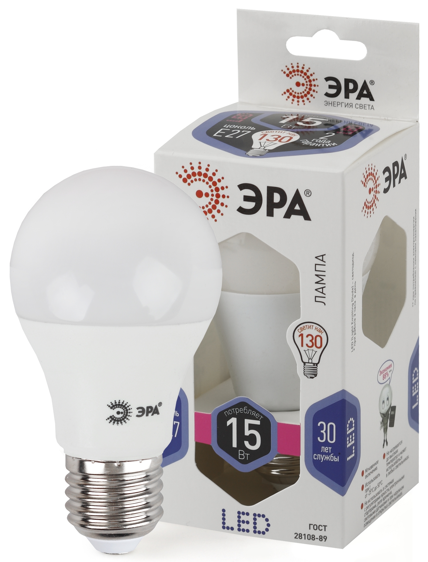 Изображение товара ЭРА Лампа светодиодная STD LED A60-15W-860-E27 15Вт груша холодный дневной свет Е27