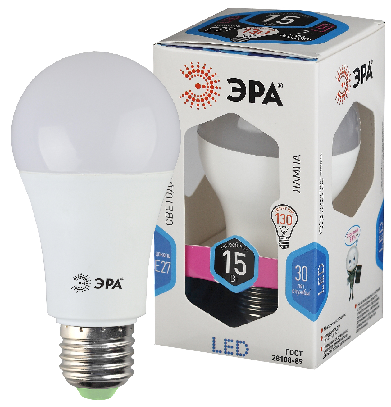 Изображение товара ЭРА Лампа светодиодная STD LED A60-15W-840-E27 15Вт груша нейтральный белый свет Е27