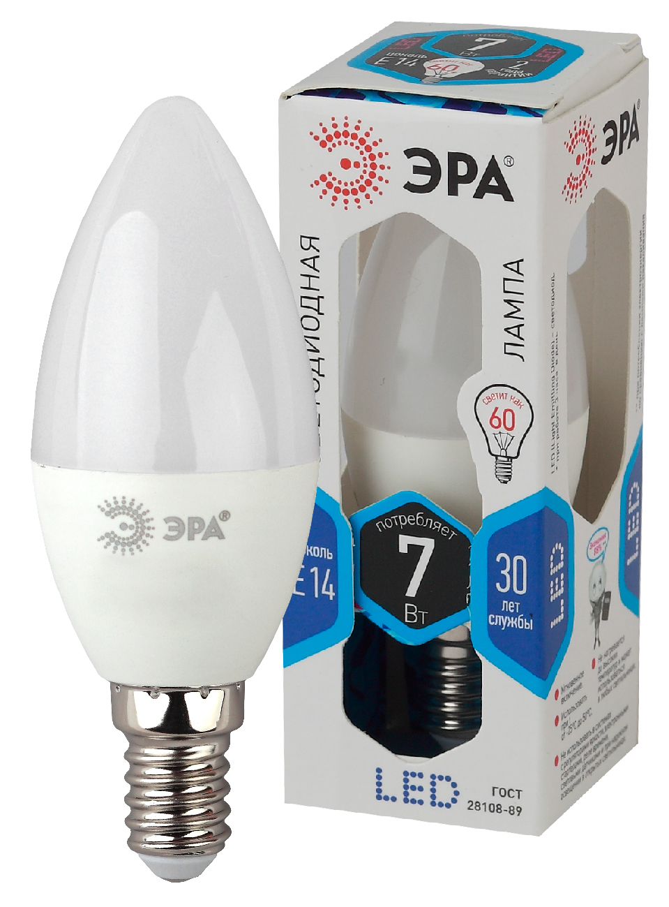 Изображение товара ЭРА Лампа светодиодная STD LED B35-7W-840-E14 7Вт свеча нейтральный белый свет Е14
