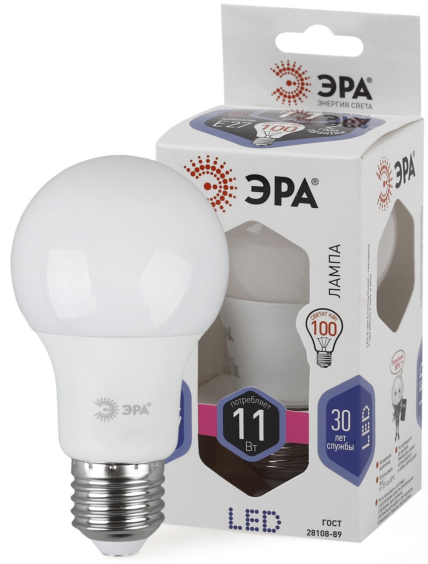 Изображение товара Лампа светодиодная ЭРА STD LED A60-11W-860-E27