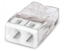 Изображение товара Wago клеммы для одножильных проводников; макс. 2,5 мм²; 2-проводн.; прозрачный корпус; белая крышка (поштучно)